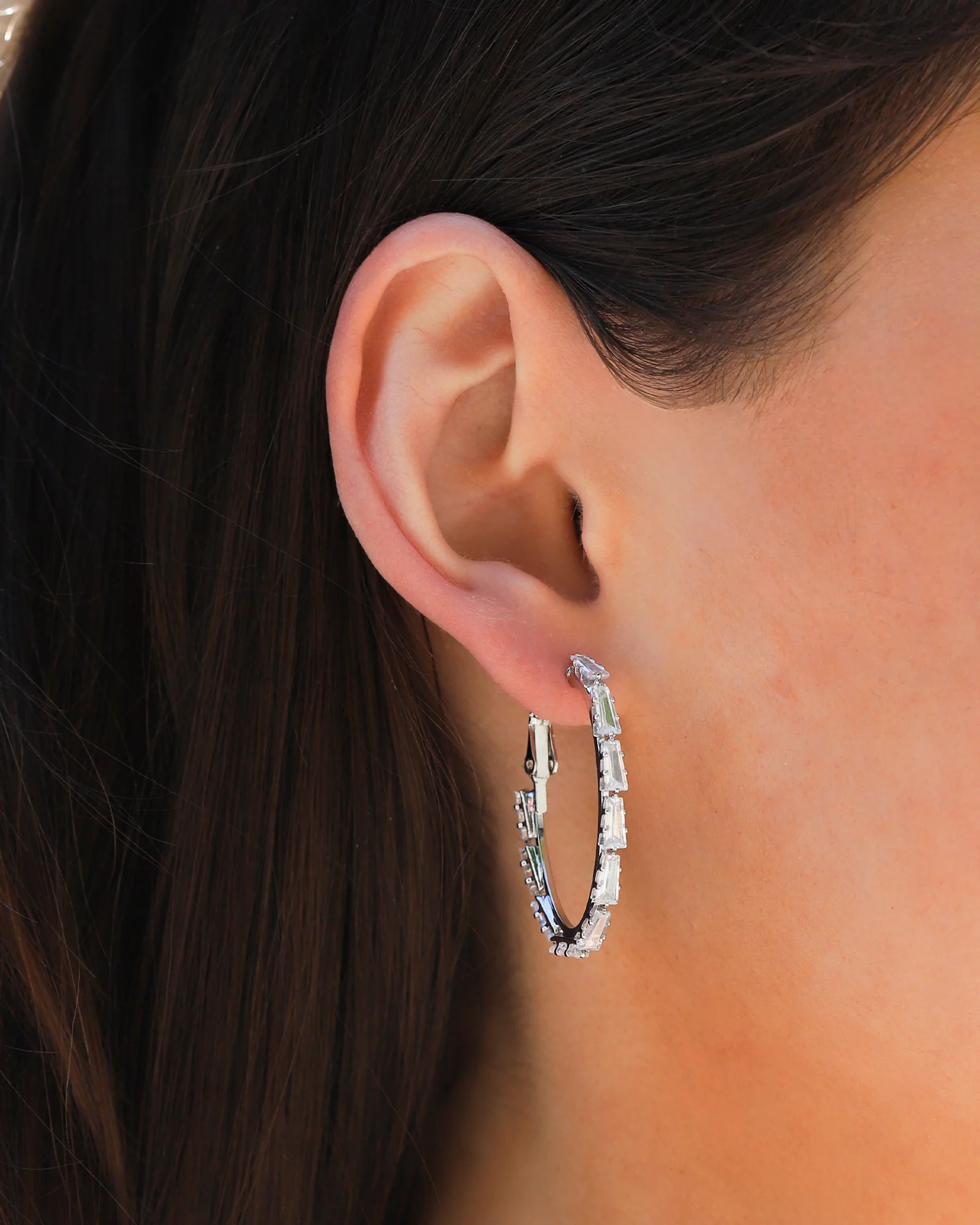 Baguette Oval CZ Hoops - Image 2