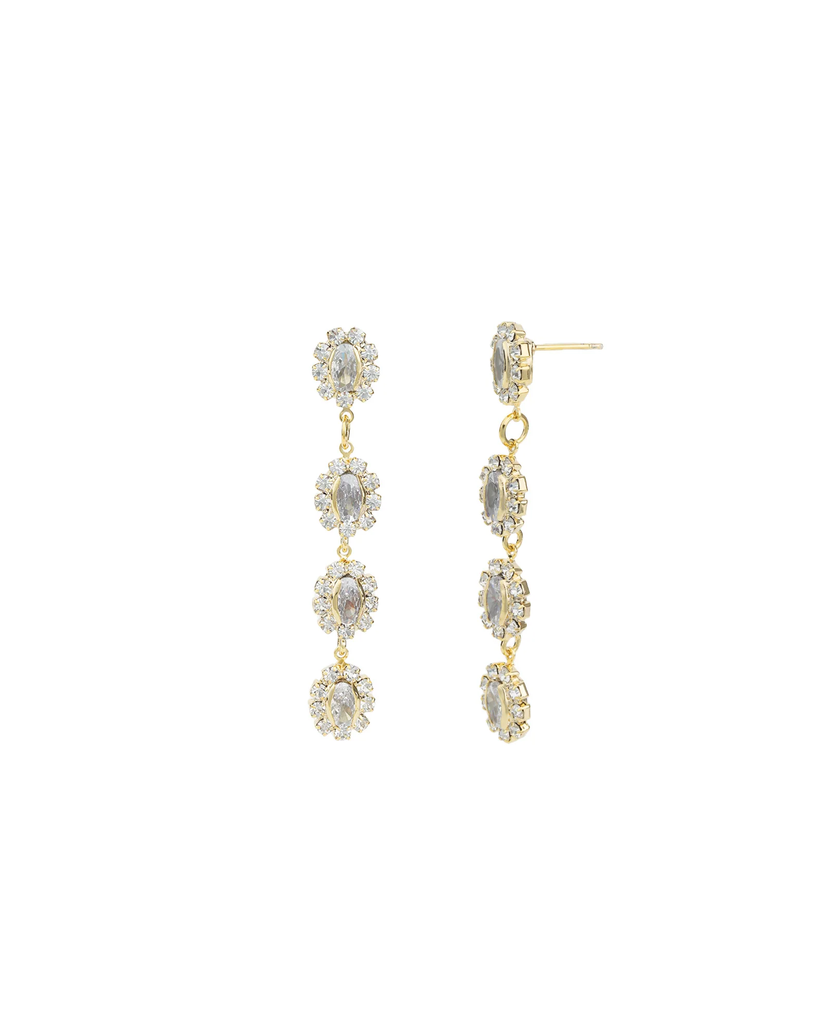Crystal Halo Flower Drop Earrings
