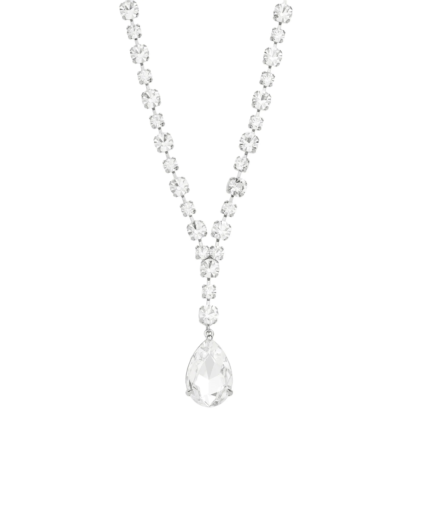 Crystal Teardrop Lariat Necklace