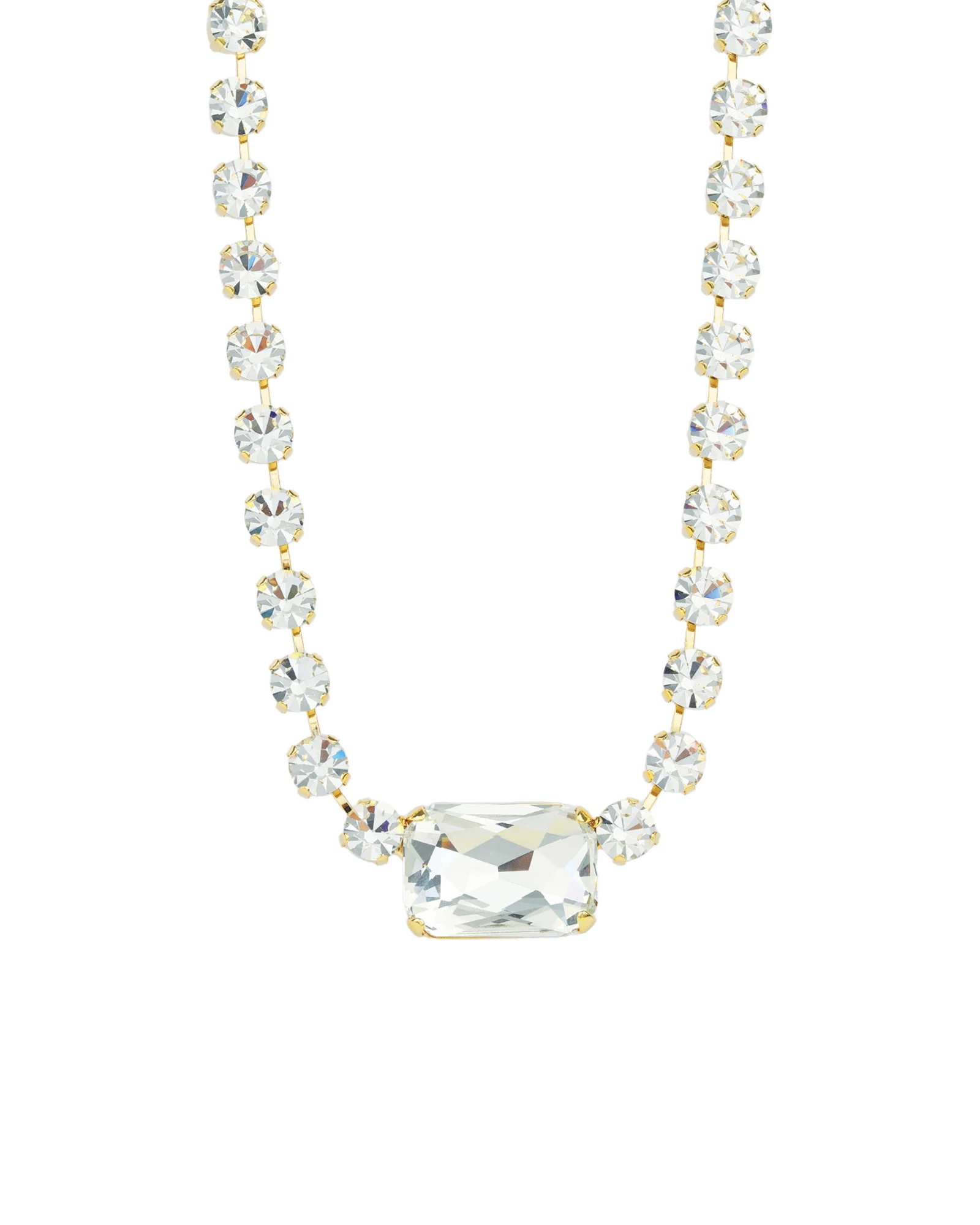 Emerald & Round Cut Crystal Necklace