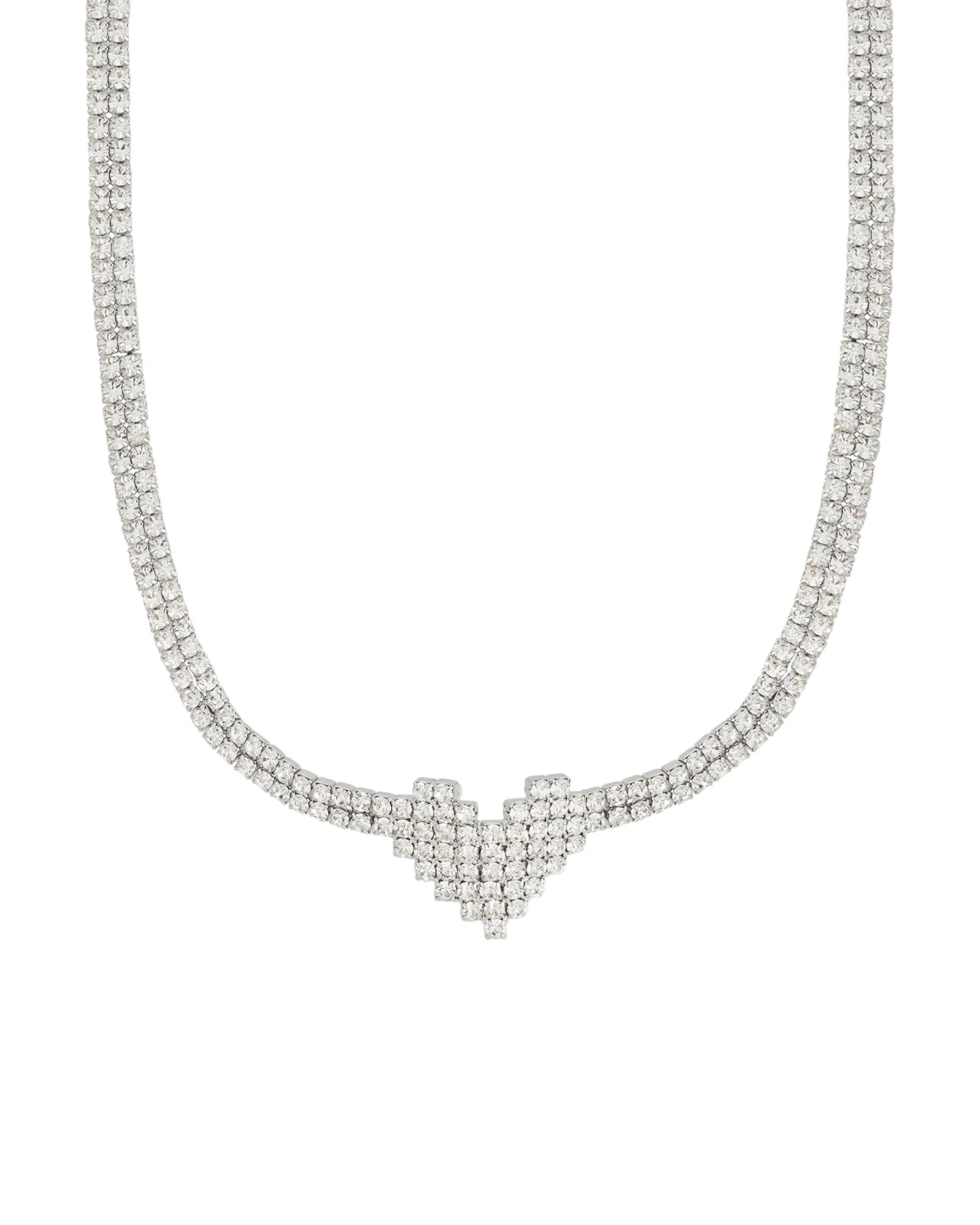 Heart 2 Row Crystal Necklace