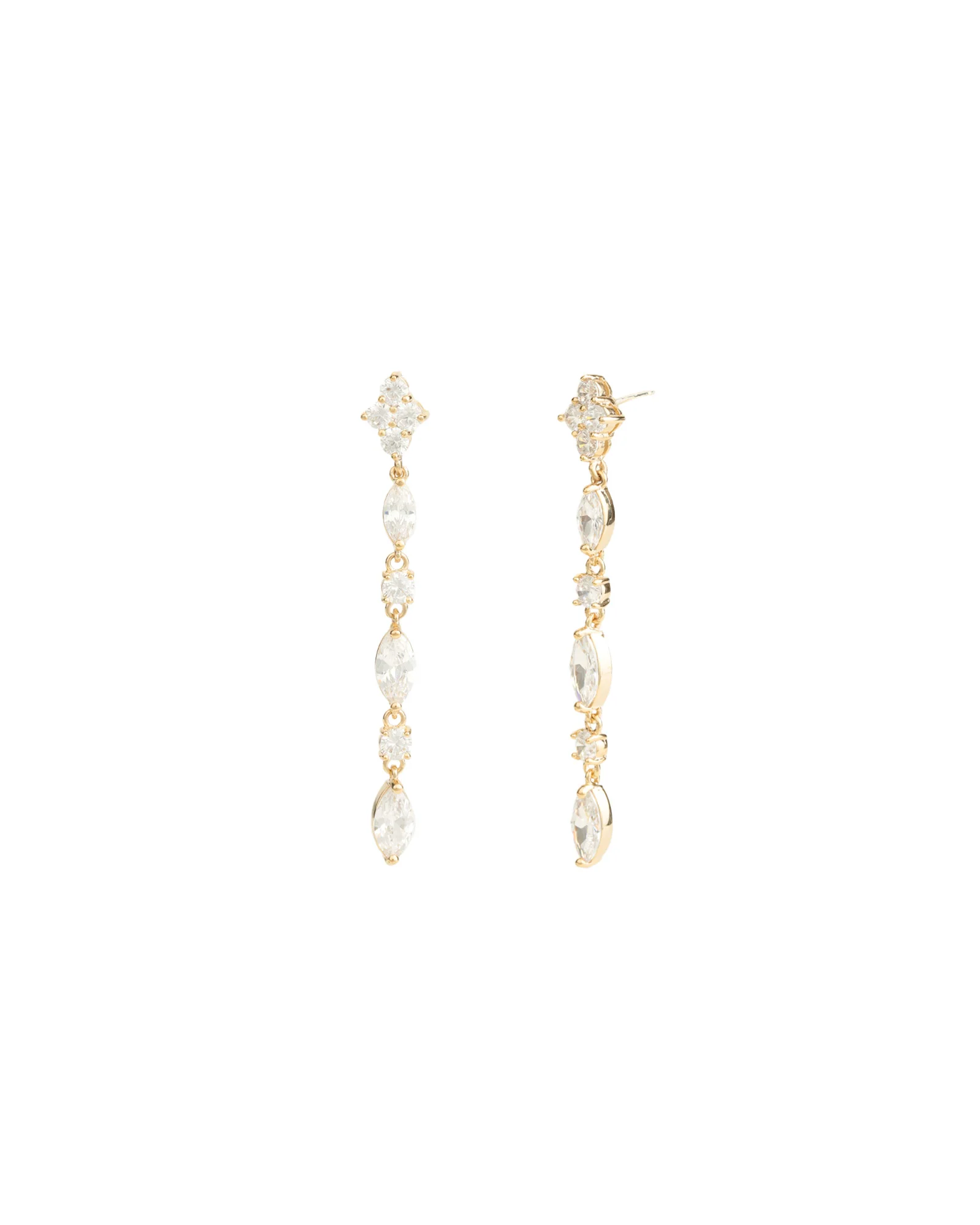 Long Marquise Round Crystal Earrings