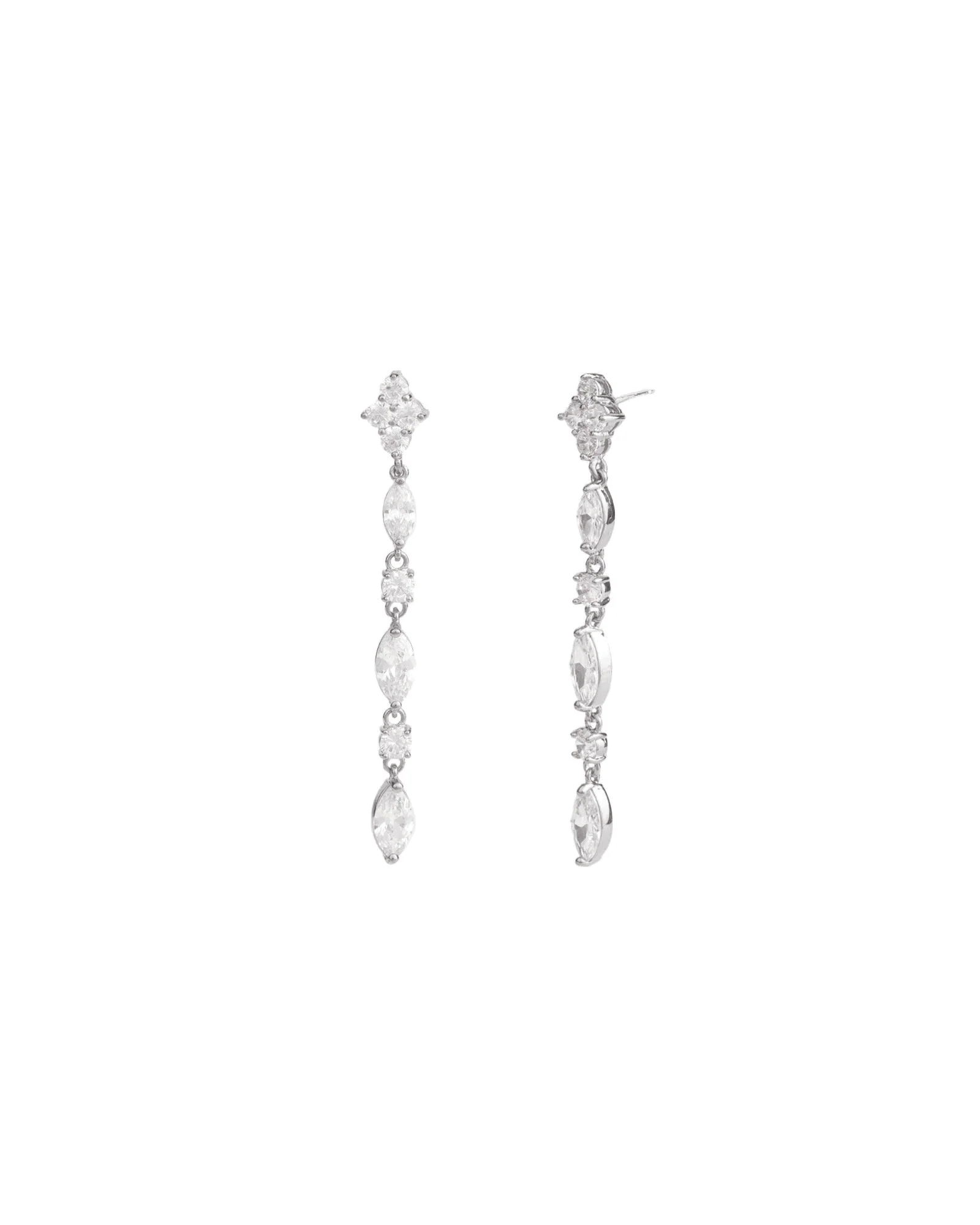 Long Marquise Round Crystal Earrings