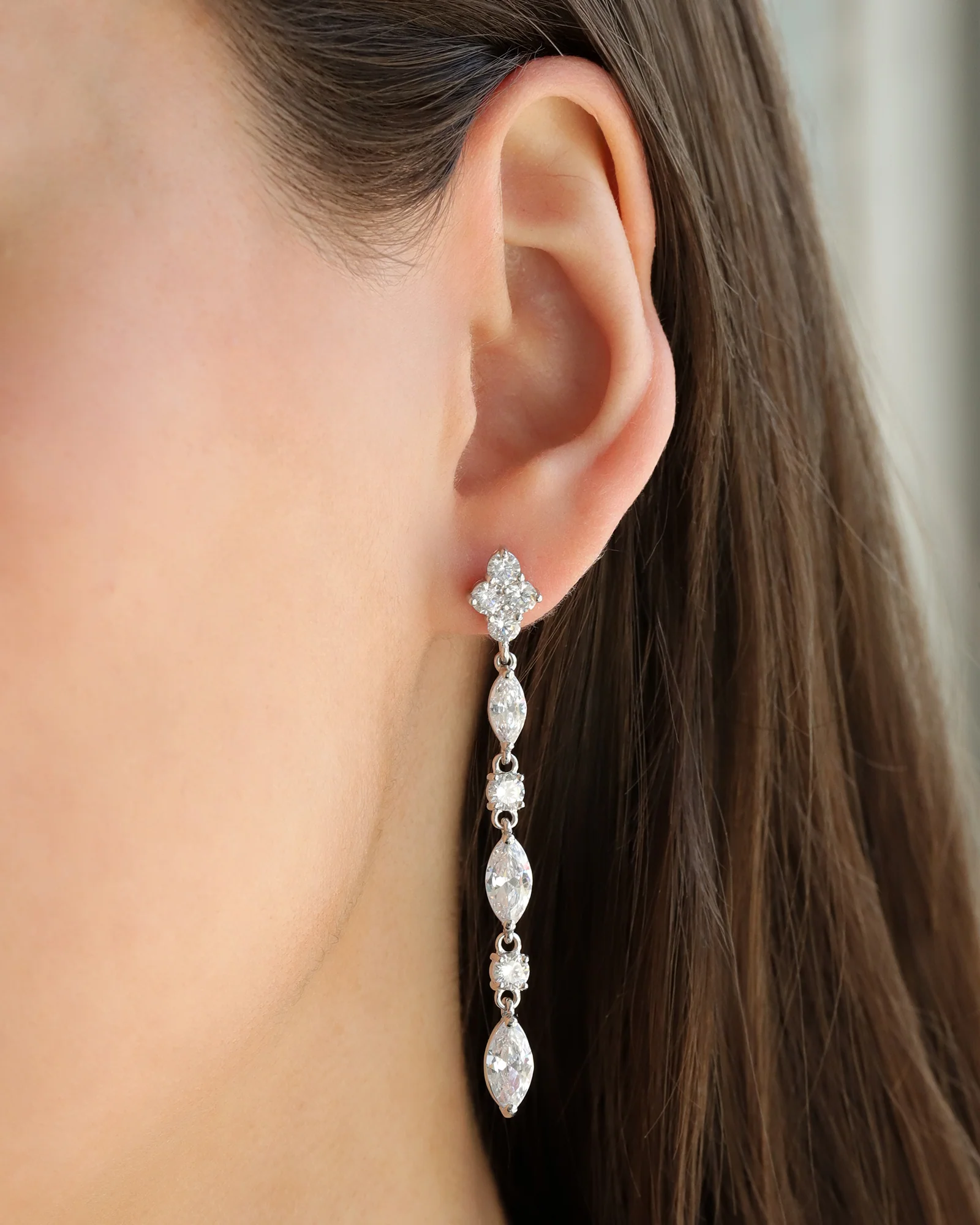 Long Marquise Round Crystal Earrings - Image 2