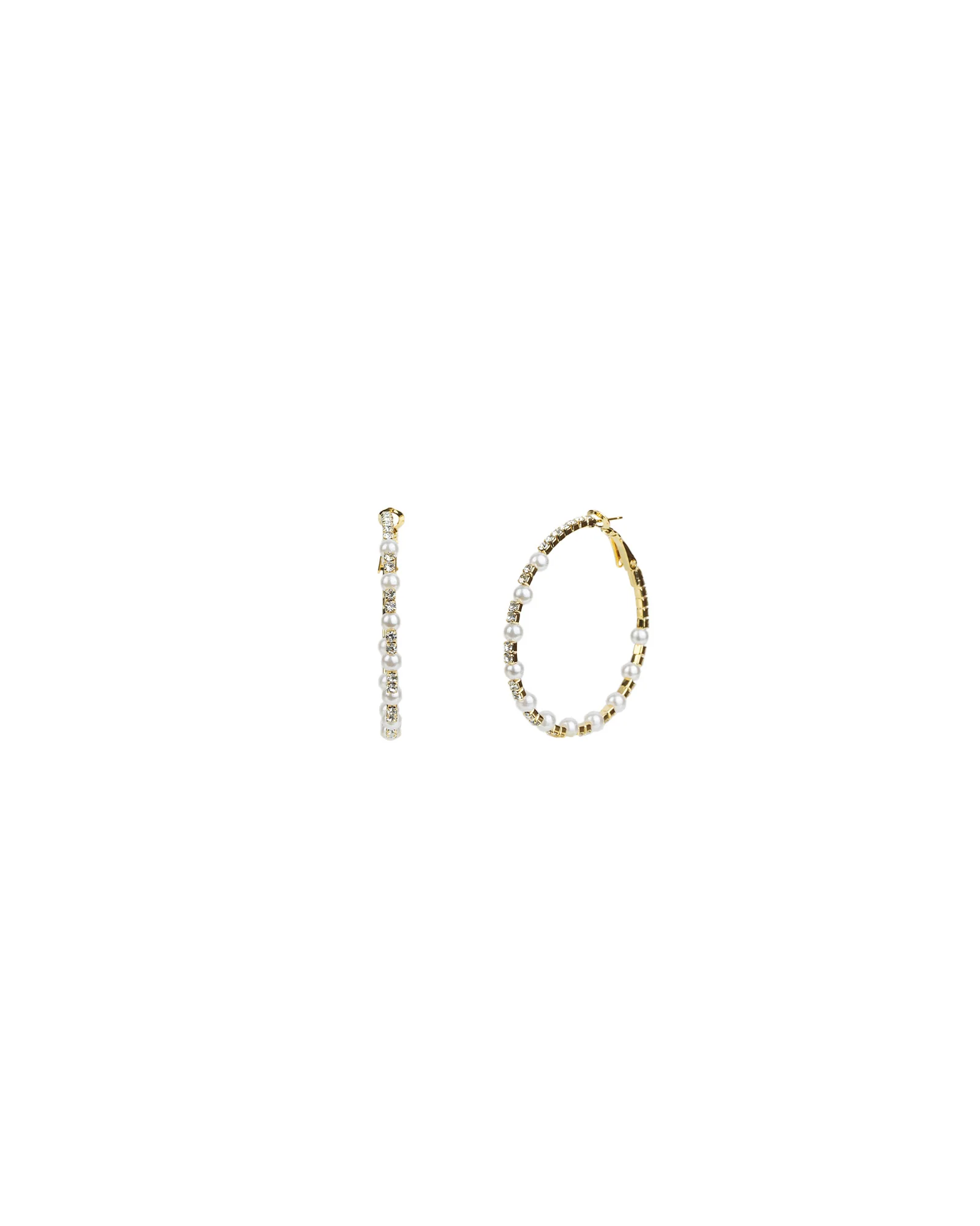 Mixed Pearl Crystal Hoops