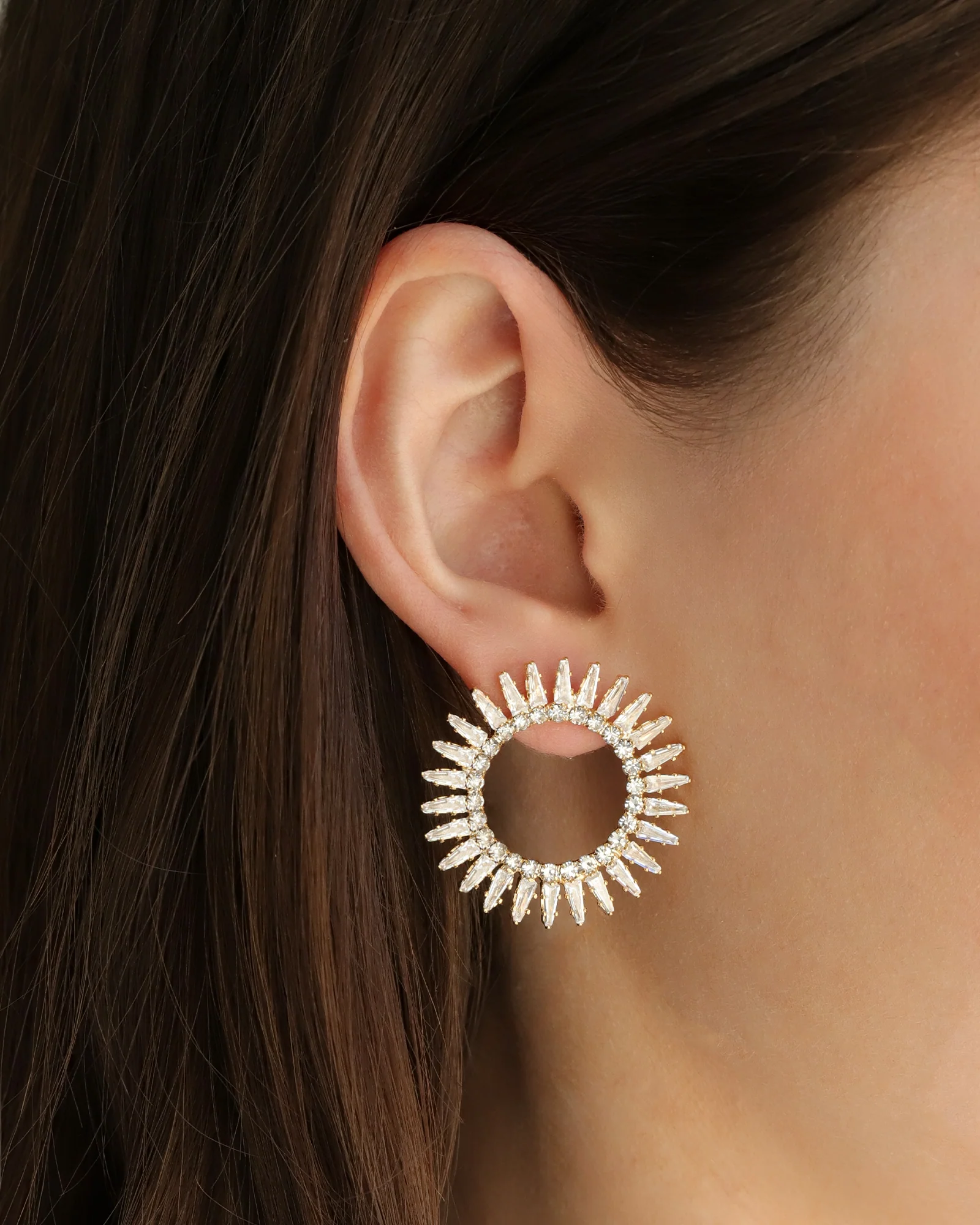 Open Starburst Crystal Earrings - Image 2