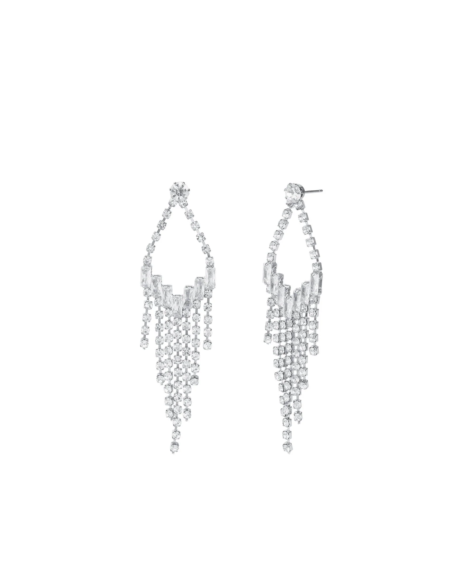 Open Teardrop Crystal Fringe Drop Earrings