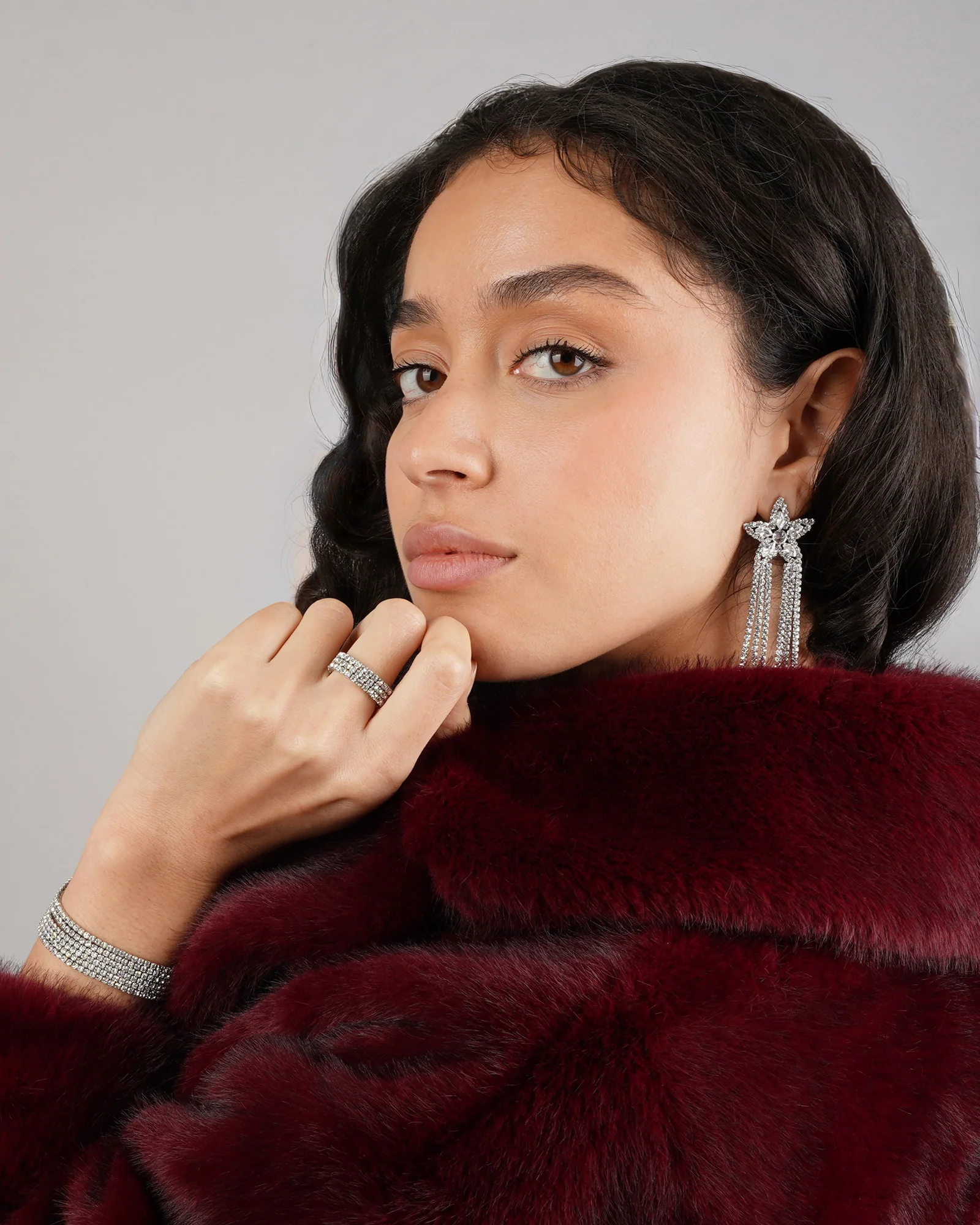 Star CZ Tassel Earrings - Image 2
