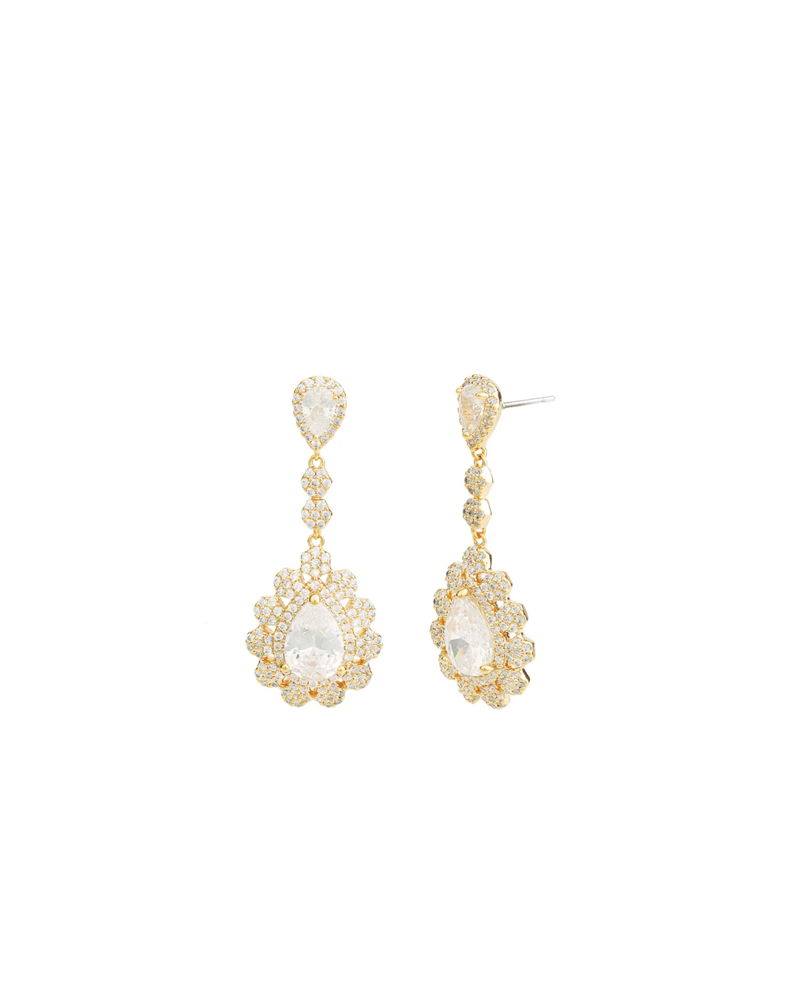 Teardrop Halo Flower Earrings