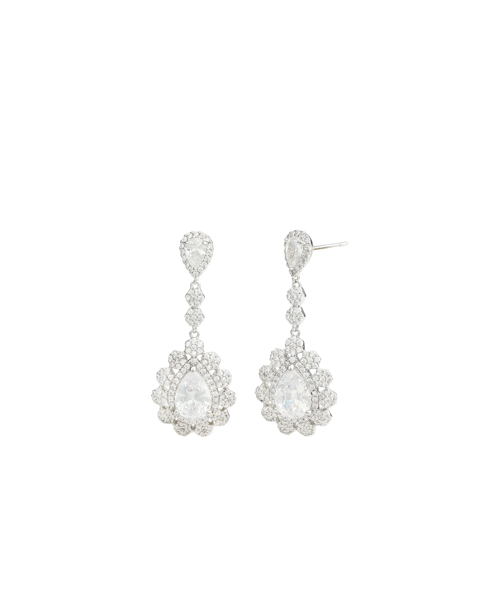 Teardrop Halo Flower Earrings