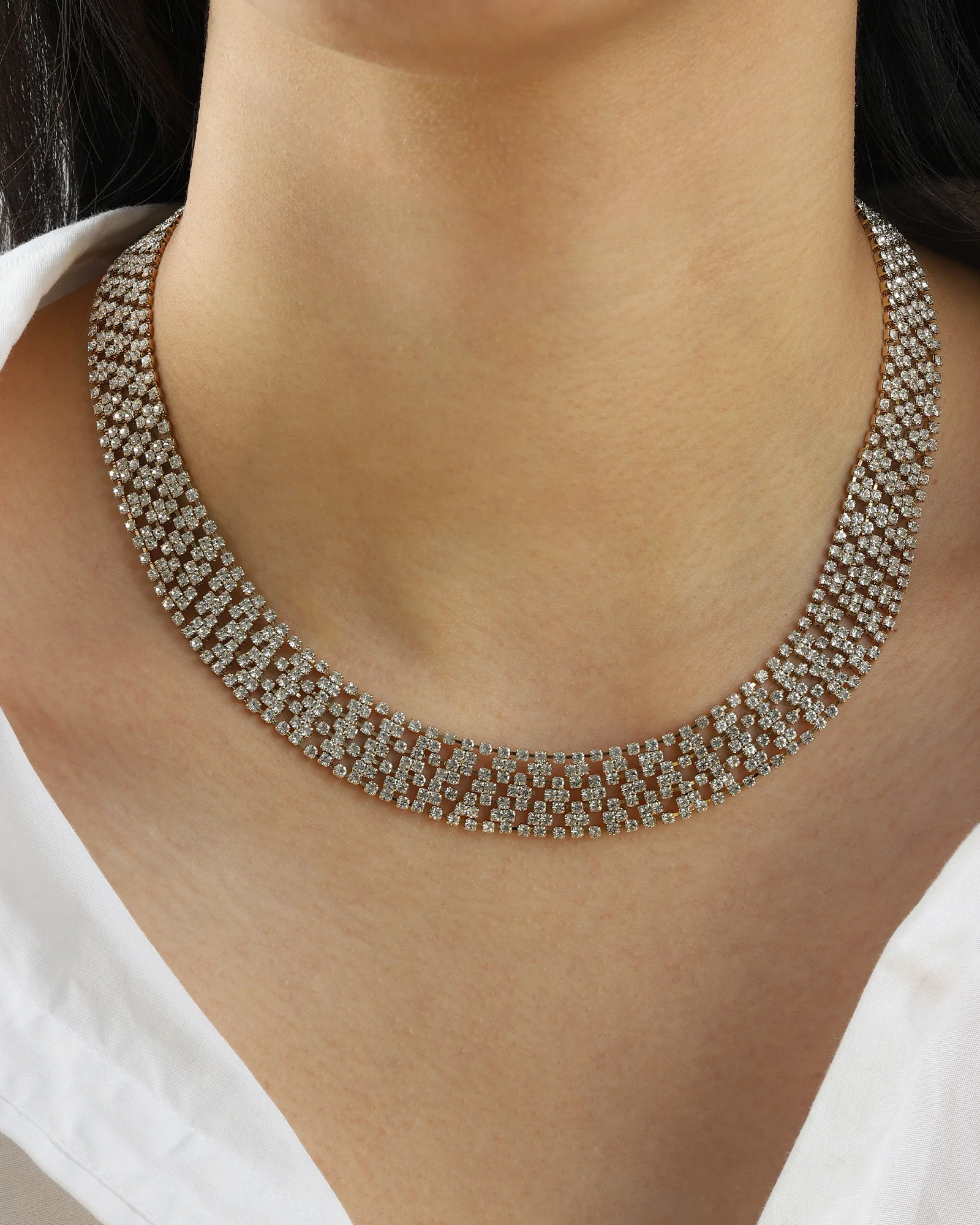 Wide Crystal Mesh Necklace - Image 2